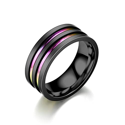 Banemi Trauringe Silber, Verloben Ringe Herren Edelstahl 8mm Parallelstange Verlobungsringe Größe 65 (20.7) von Banemi