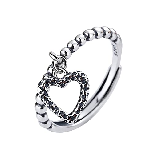 Banemi Zilveren Ring, Set Ringe Silber Knoten Und Herzanhänger Gravur Ajustable Hypoallergen Ring Mutter von Banemi