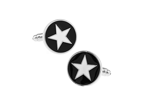 Cufflinks for Men, Cufflinks for Men Kupfer Runder Stern Schwarz Hemd Accessoires 1.9X2.2CM von Banemi