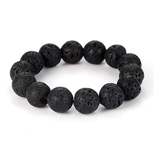 Lavaperlen Armband Damen, Perlen für Armbänder Schwarz 6mm 8mm 10mm 12mm14mm Lava Perlenarmbänder Geschenke für Mama 19cmx8mm von Banemi