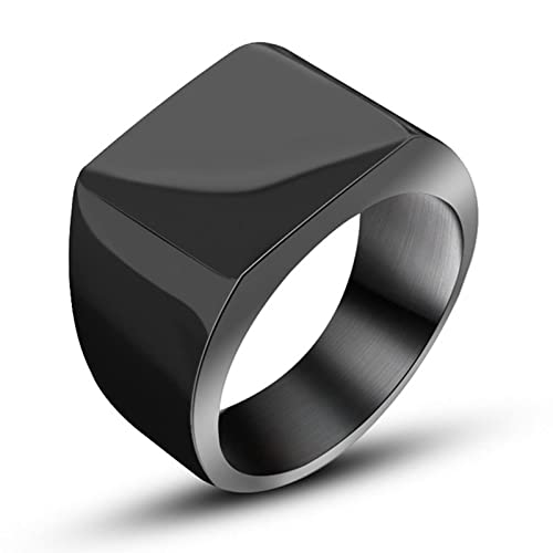 Männer Ring XXL, Trauringe Schwarz Titan Edelstahl Schwarzer Quadratischer Siegelring Breite 12 mm Geschenk Ringe für Männer Größe 65 (20.7) von Banemi