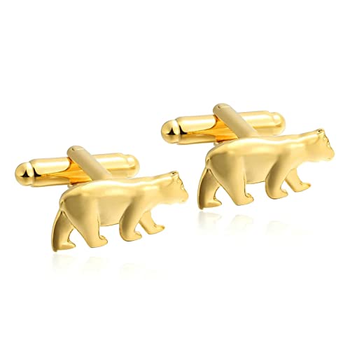 Manschettenknöpfe Herren Vintage, Gold Manschettenknöpfe Herren Vintage Bär Im Tierstil für Tuxedo Hemden Geschäft 2X1CM von Banemi