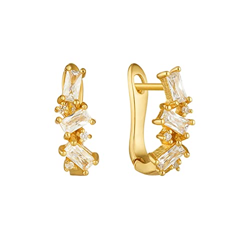 Ohrringe Silber 925 Creolen Groß, Ohrring Kristall Eleganter Rechteckiger Zirkonia für Frauen Muttertagsgeschenk von Banemi