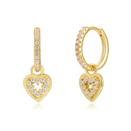 Ohrringe Zirkonia, Braut Ohrringe Silber Hängend Dangle Heart für Valentinstagsgeschenk von Banemi