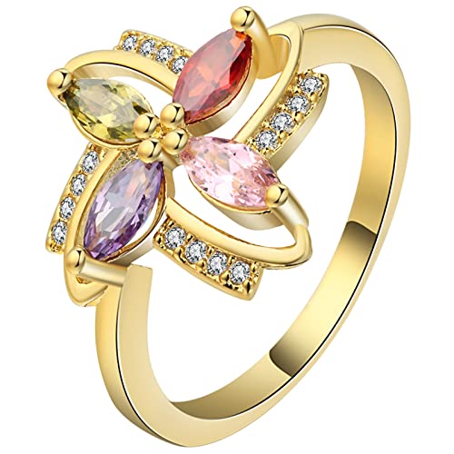 Partnerringe mit Gravur, Ringe Vergoldet Damen Hohle Blume Ringe für Frauen Weihnachten Größe 60 (19.1) von Banemi