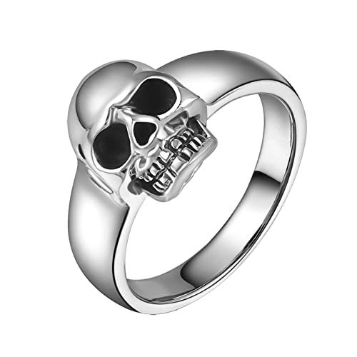 Silberring Zart, Schädel Ring 925Er Sterling Silber Polierter Totenkopfring Breite 13mm Vatertagsgeschenk Größe 60 (19.1) von Banemi
