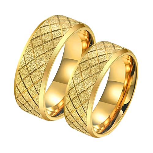 Verlobungsringe Damen, Paar Ringe Vergoldet Edelstahl Matt 8mm Schmuckgeschenk für Neues Jahr von Banemi