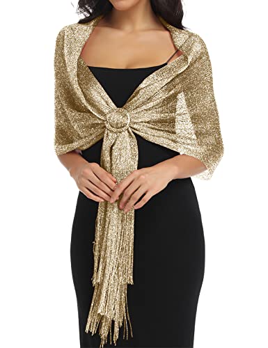 BANETTETA Glitzernder Schal mit Galaxie-Stern, mit Schnalle, für Hochzeit, Abendkleid, Cocktail, B. Goldfarben, Medium von Banetteta