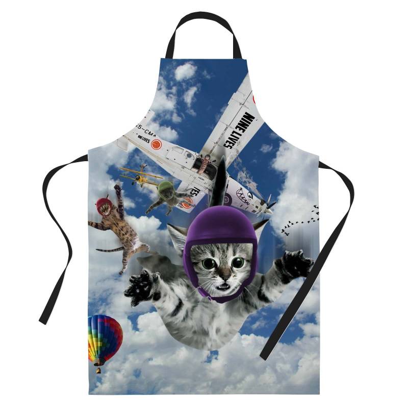 Lustige Backschürze Katze Fallschirmsprung - Kochen Chef Geschenk Für Männer Frauen Backgeschenk Voll Bbq Grillen Küchenschürzen von BangTidyClothing