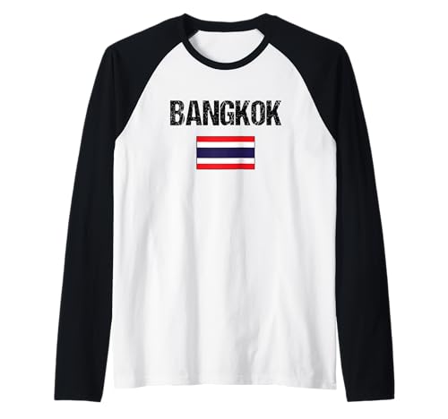 Herren Bangkok Thailand Flagge Thailändisch Urlaub Reise Raglan von Bangkok Thai Flag Thailand Tee