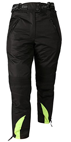 Bangla Damen Motorradhose Motorrad Textil Hose mit Protektoren Schwarz mit Neongelb XL von Bangla