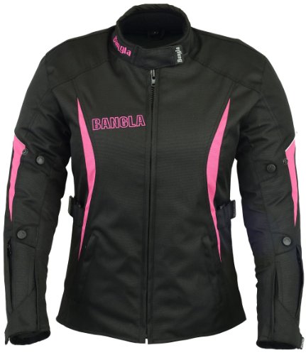 Bangla Damen Motorradjacke Motorrad Jacke Textil Schwarz Pink mit Protektoren L von Bangla