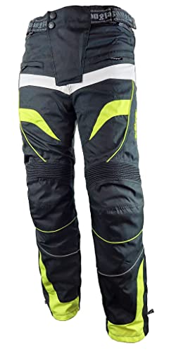 Bangla Herren Motorrad Hose Motorradhose Protektoren Textil schwarz neon Weiss 3XL von Bangla