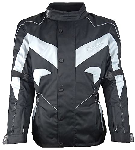 Bangla Herren Motorrad Jacke Motorradjacke Cordura Winter Fleeceinnenfutter schwarz grau 5XL von Bangla