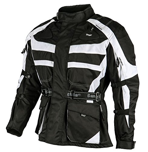 Bangla Herren Motorradjacke Motorrad Jacke Tourenjacke mit Protektoren in Rücken, Ellbogen und Schulter und herausnehmbarem Innenfutter in blau Weiss L von Bangla