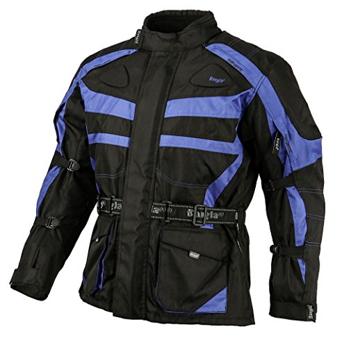 Bangla Herren Motorradjacke Motorrad Jacke mit herausnehmbaren Protektoren in Ellbogen, Schulter und Rücken in blau L von Bangla