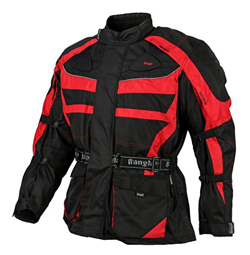 Bangla Herren Motorradjacke Motorrad Jacke mit herausnehmbaren Protektoren in Ellbogen, Schulter und Rücken in rot XL von Bangla