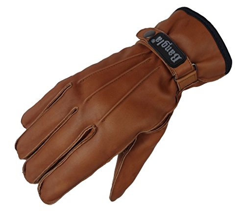 Herren Winter Leder Handschuhe Lederhandschuhe Braun mit Schnalle Neu Gr. L von Bangla