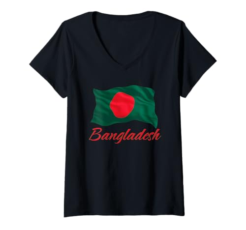 Damen Bangladesch Flagge Patriotische Bangladesch Männer Frauen Kinder T-Shirt mit V-Ausschnitt von Bangladesh Flag Heritage Apparel & Gifts