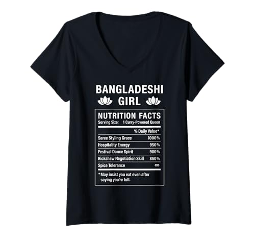 Damen Lustiges Bangladeshi Girl Proud Women with Bangladesh Roots T-Shirt mit V-Ausschnitt von Bangladeshi Culture Gifts For Bangladeshi Women