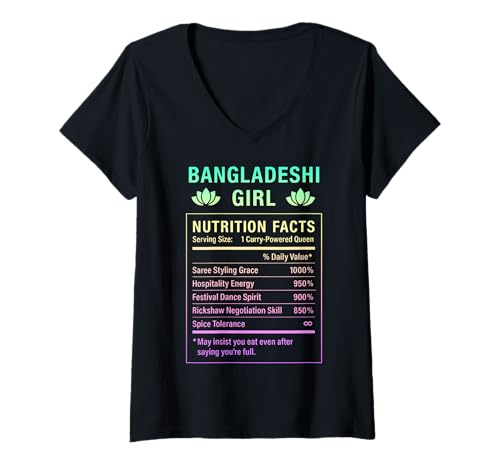 Damen Lustiges Bangladeshi Girl Proud Women with Bangladesh Roots T-Shirt mit V-Ausschnitt von Bangladeshi Culture Gifts For Bangladeshi Women