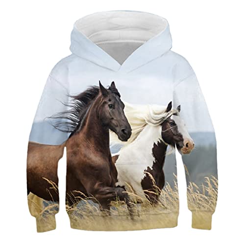 Baby Kinder Kleidung Tier Pferd Hoodie 3D Print Kinder Langarm Mädchen Kleidung Jungen Sweatshirt Top MM8 10T von Bangqi