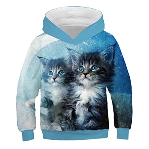 Kinder Hoodie 3D Gedruckt Katze Sweatshirt Langarm Kinder Pullover Jungen Mädchen Nette Kinder Herbst Tops YT-6 7T von Bangqi