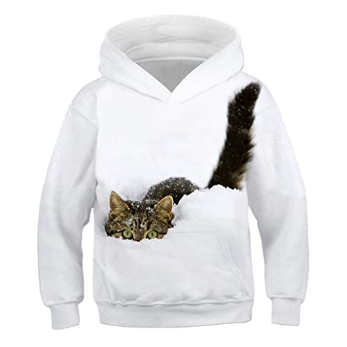 Kinder Nette Katze 3D Gedruckt Hoodie Jungen Mädchen Cooles Sweatshirt Hoodie Kindermode Pullover Kleidung Tops 9W51 11T von Bangqi