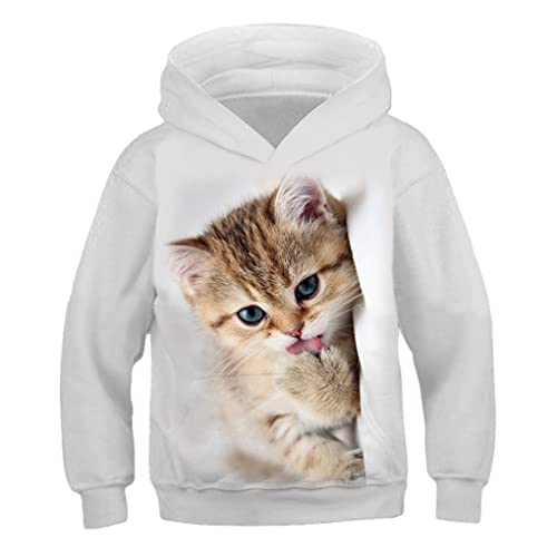 Kinder Nette Katze 3D Gedruckt Hoodie Jungen Mädchen Cooles Sweatshirt Hoodie Kindermode Pullover Kleidung Tops 9W54 14T von Bangqi