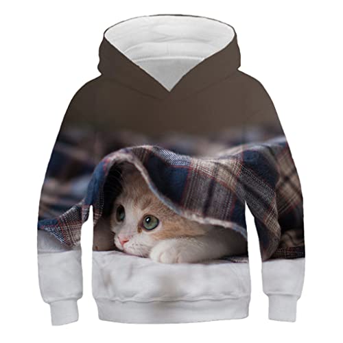 Kinder Nette Katze 3D Gedruckt Hoodie Jungen Mädchen Cooles Sweatshirt Hoodie Kindermode Pullover Kleidung Tops 9W56 12T von Bangqi