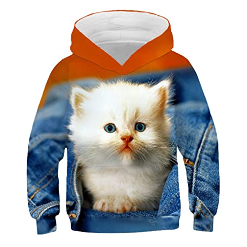 Kinder Nette Katze 3D Gedruckt Hoodie Jungen Mädchen Cooles Sweatshirt Hoodie Kindermode Pullover Kleidung Tops 9W57 7T von Bangqi