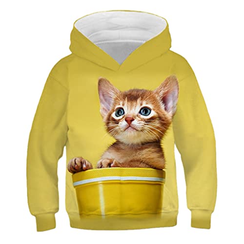 Kinder Nette Katze 3D Gedruckt Hoodie Jungen Mädchen Cooles Sweatshirt Hoodie Kindermode Pullover Kleidung Tops 9W59 4T von Bangqi