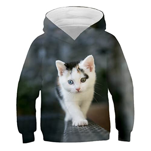 Kinder Nette Katze 3D Gedruckt Hoodie Jungen Mädchen Cooles Sweatshirt Hoodie Kindermode Pullover Kleidung Tops 9W60 10T von Bangqi