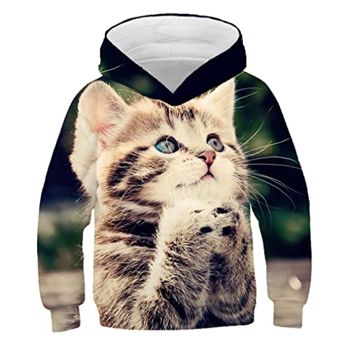 Kinder Nette Katze 3D Gedruckt Hoodie Jungen Mädchen Cooles Sweatshirt Hoodie Kindermode Pullover Kleidung Tops 9W62 10T von Bangqi