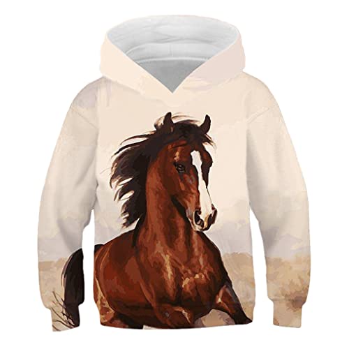 Kinder Sweatshirt Kinder Winter Frühling Herbst Oberbekleidung Jungen Pferd 3D Hoodie Mädchen Mäntel Mode Pullover Für Teen WY36 14T von Bangqi