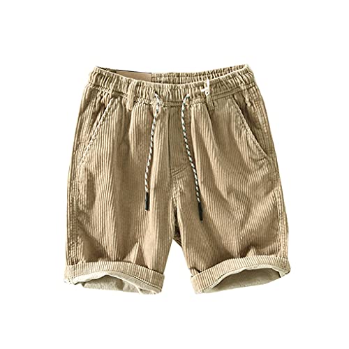 Sommer Herren Baumwolle Cord Casual Shorts Mode Lässig Herren Kurze Hosen Unterteile Apricot XL von Bangqi