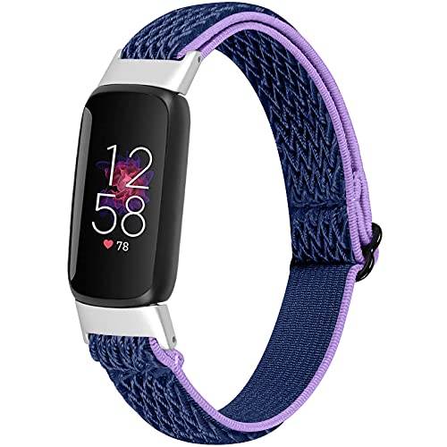 Fit für Fitbit Luxe/Luxe SE Bands Damen Herren, atmungsaktives elastisches Nylon-Armband, Stretch-Bänder, Ersatz-Uhrenarmband, Armbänder für Fitbit Luxe Special Edition Fitness-Tracker (lila) von Bangyee
