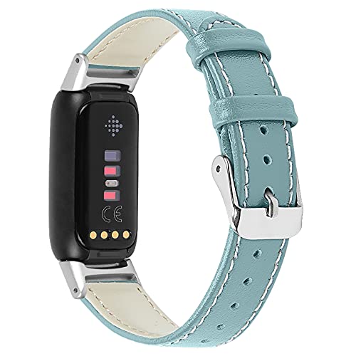 Kompatibel mit Fitbit Luxe/Fitbit Luxe Special Edition Armbänder für Damen und Herren, feminines Leder-Ersatzarmband für Fitbit Luxe Fitness und Wellness-Tracker (blau) von Bangyee