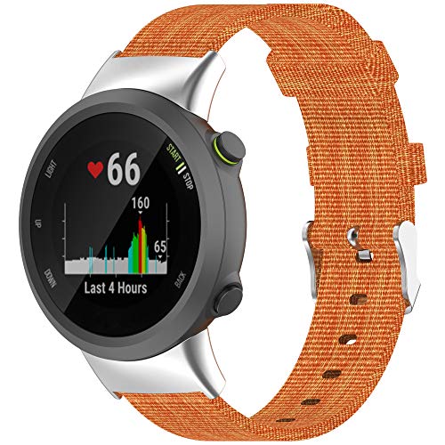 Kompatibel mit Garmin Forerunner 45, Forerunner 45s Uhrenarmbändern, Damen und Herren, Nylon-Ersatzband, Zubehör, Armbänder für Garmin Swim 2, Forerunner 45, Forerunner 45s (orange) von Bangyee