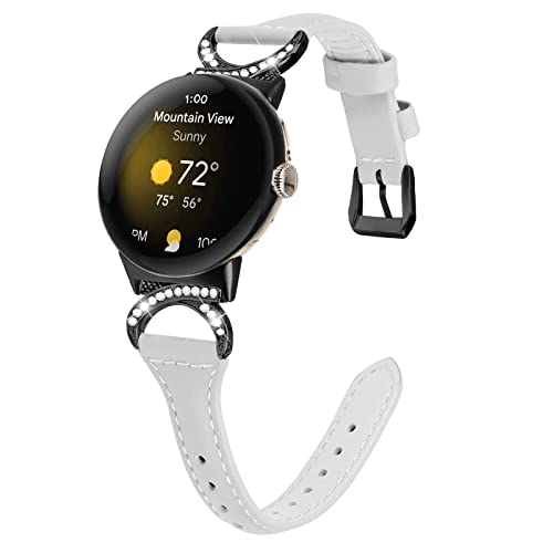 Lederbänder für Google Pixel Watch für Damen und Herren, feminines Leder & Metall, Ersatz-Uhrenarmbänder, Armbänder, Armband, Zubehörbänder für Google Pixel Watch, Smartwatch (grau) von Bangyee