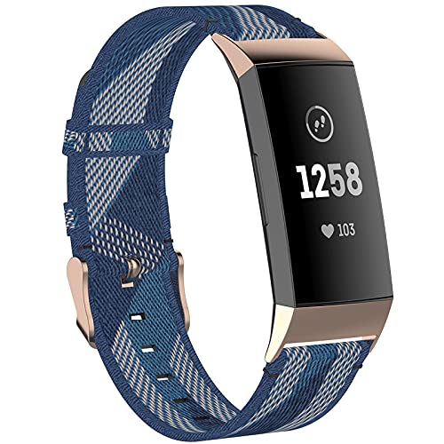 Passend für Fitbit Charge 4 Armbänder für Damen und Herren, atmungsaktiv, verstellbar, Nylon, Ersatzarmband, Armband, passend für Fitbit Charge 3/Charge 4/Charge 3 SE (blau) von Bangyee