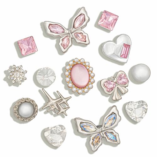 Pinke glitzernde Schuh-Anhänger für Damen, rosa Strasssteine, silberfarbene Charms für Clog-Sandalen, Accessoires, Partygeschenke von Banhbeo