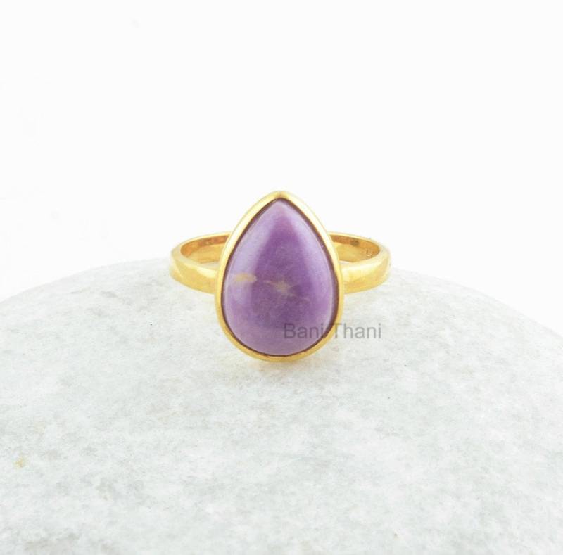 925 Sterling Silber Ring - Phosphosiderit Edelstein Vergoldeter Handgemachter Hochzeitsgeschenk von BaniThani