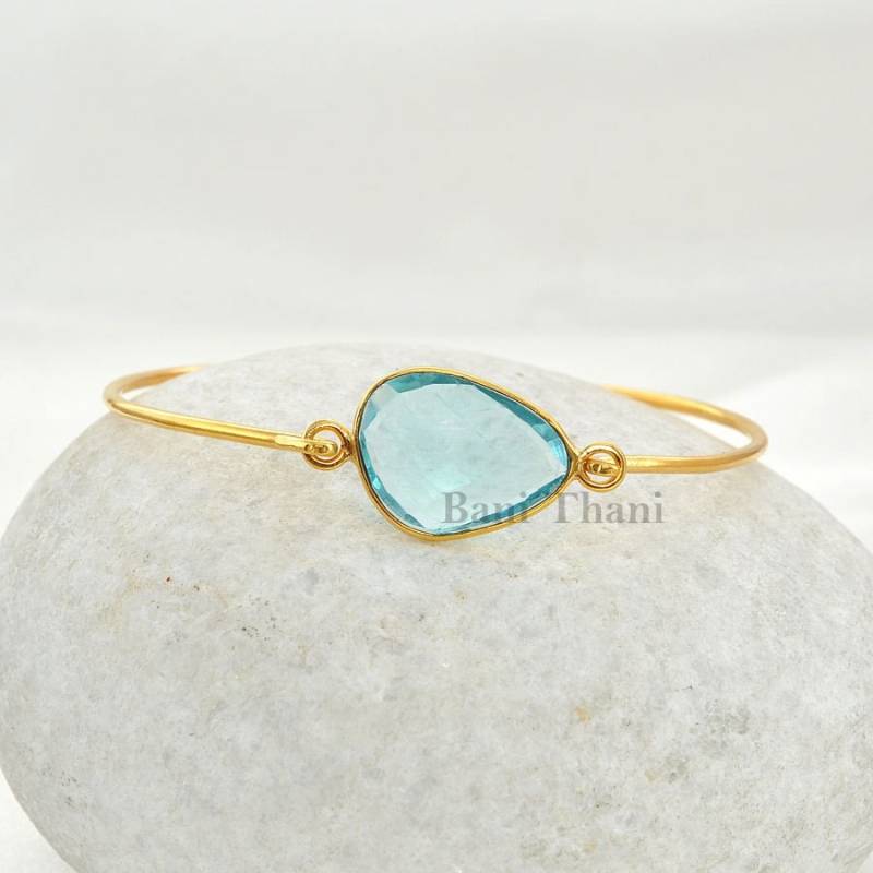 Aqua Quarz 14 X 18 Mm Armreif - 925Er Silber Schmuck Goldschmuck Gold #1326 von BaniThani