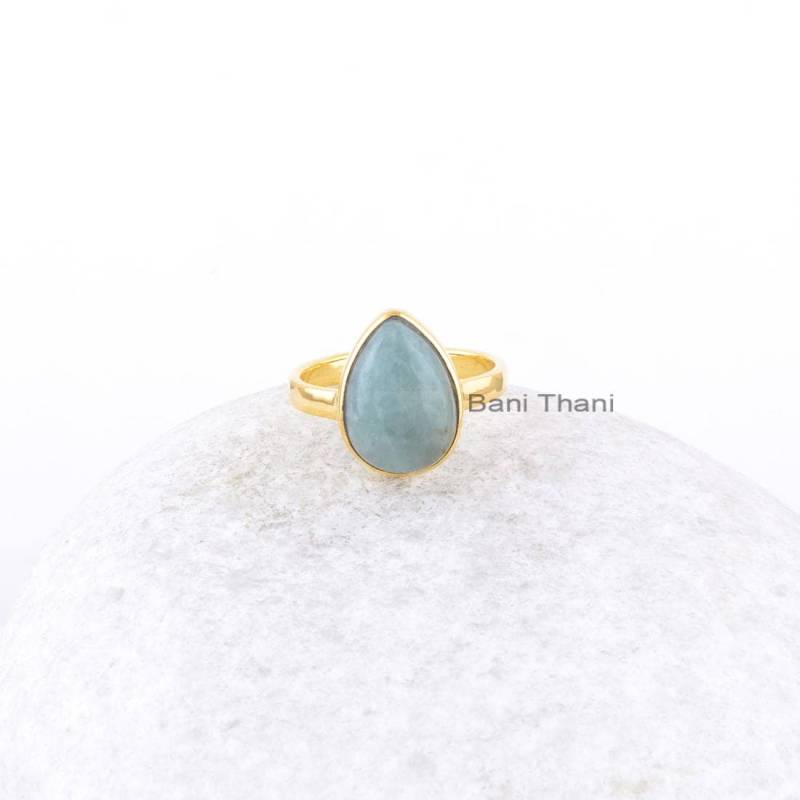 Aquamarin Edelstein Ring - Vergoldeter Für Frau 925 Sterling Silber Vintage Schmuck Frauen von BaniThani