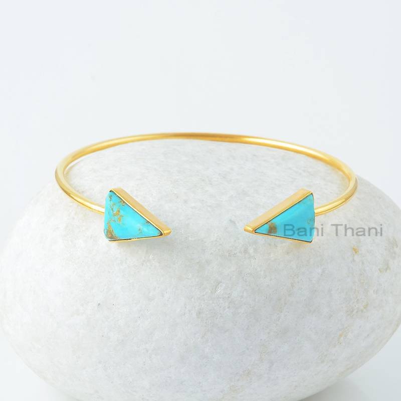 Arizona Türkis Armreif - Vergoldetes Armband 925Er Silber 10 X 15 Mm Dreieck Edelstein Schmuck Für Strand -Geschenk Junge Frauen von BaniThani