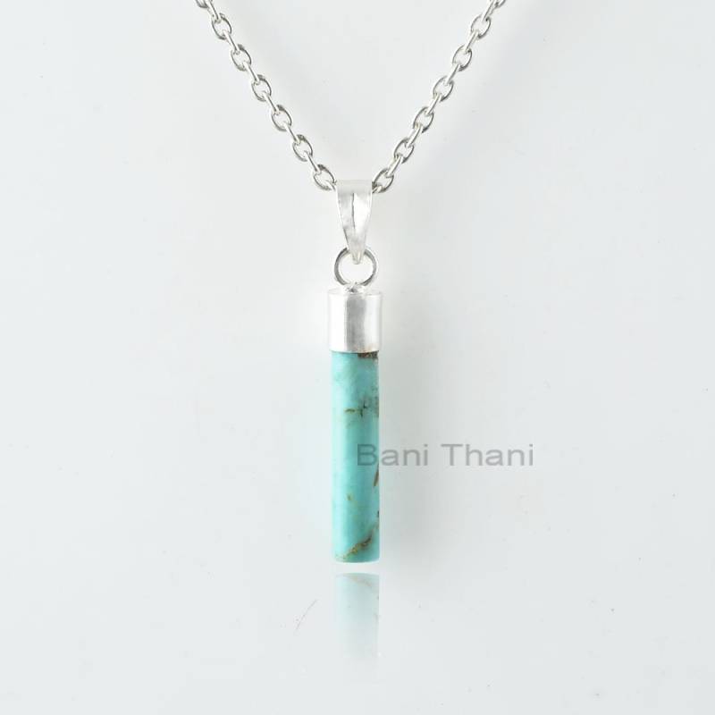 Arizona Türkis Halskette - 925 Silber Handgemachte 4 X 22 Mm Langer Stick Edelstein Schmuck Geschenk Für Krankenschwester Zum Geburtstag von BaniThani