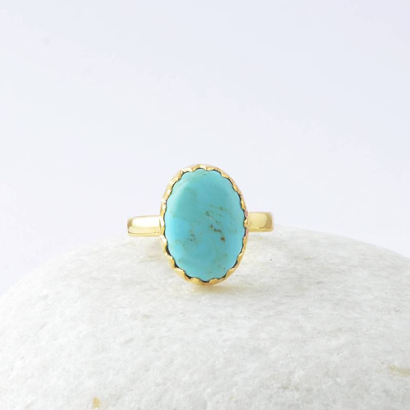 Arizona Türkis Zick Zack Ring - Edelstein Sterling Silber Hochzeits Geschenk Für Frauen Vergoldeter Schmuck von BaniThani