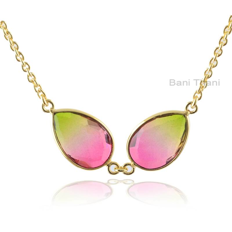 Bio Turmalin Quarz Edelstein Kette Halskette-sterling Silber Halskette-Turmalin 11 X 16 Mm Birne Halskette-Halskette Für Frauen von BaniThani