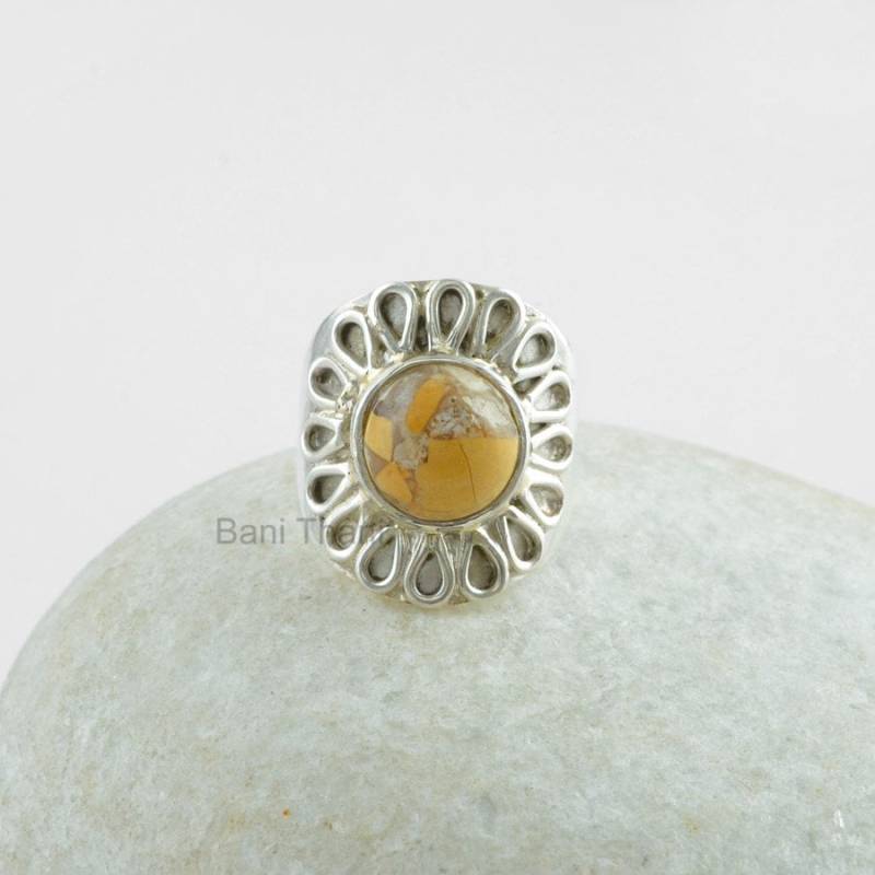 Brekzien Mookait Boho Ring - 925 Silber Edelstein Handgemachter Für Frauen Hochzeitsgeschenk Geschenk Sie von BaniThani